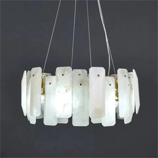 Modern Noah Alabaster Round Chandelier