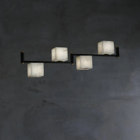 Modern Alabaster Cubic Island Chandelier