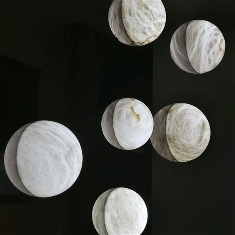 James Modern Alabaster Hemisphere Wall Sconce