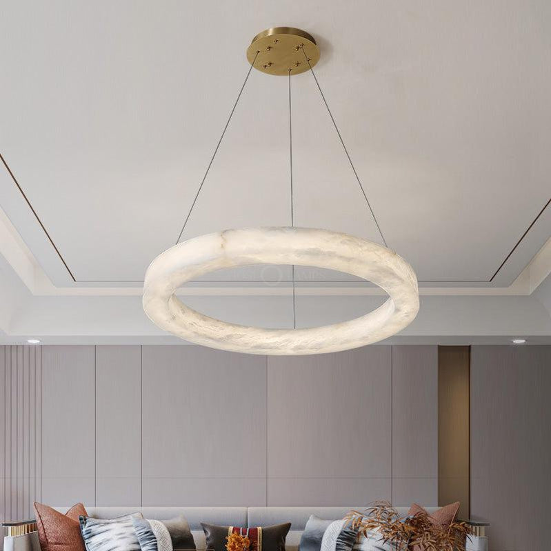 Modern Alabaster Ring Chandelier