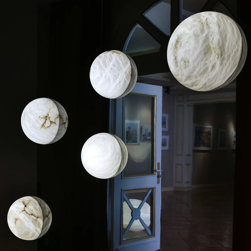 James Modern Alabaster Hemisphere Wall Sconce