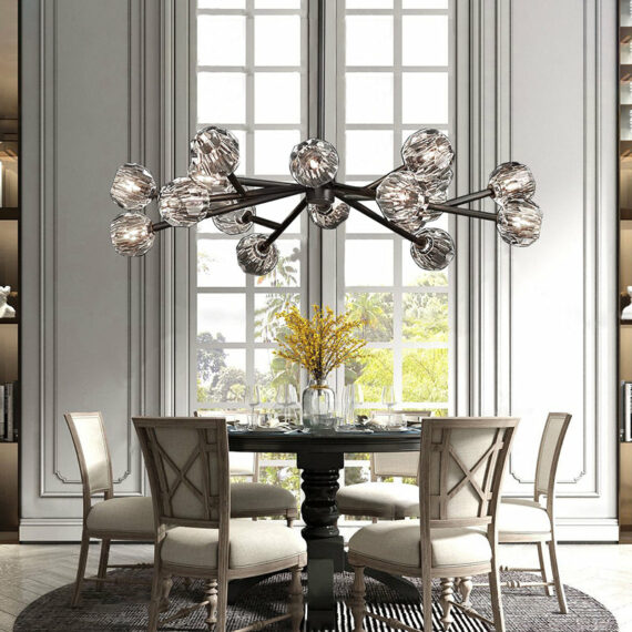 Boule De Cristal Glass Round Chandelier 48″, 18-Lights