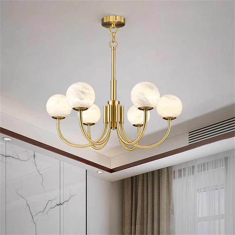 Lenny Modern Alabaster Brass Chandelier