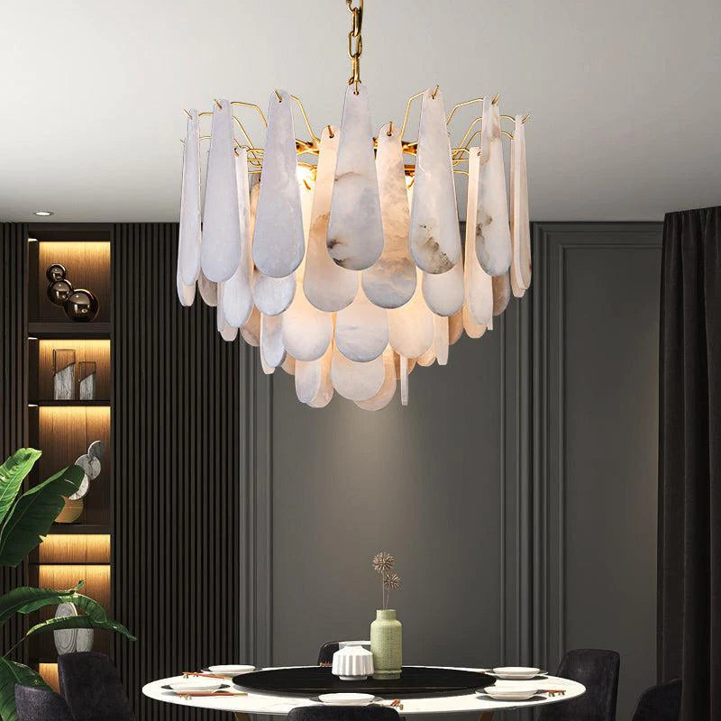 Luxury Suellen Alabaster Foyer Chandelier