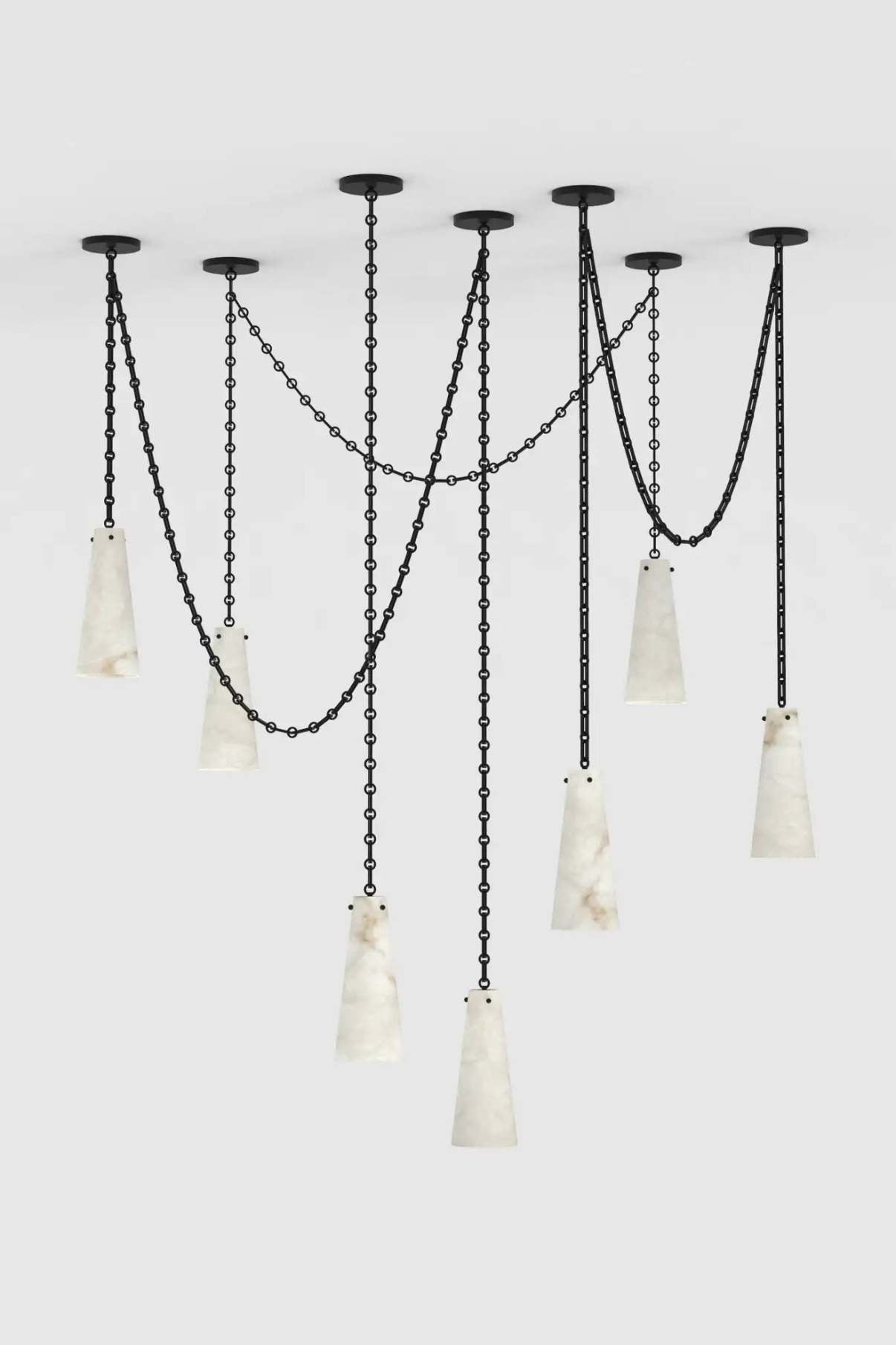 7 lights Vintage Alabaster Chandelier