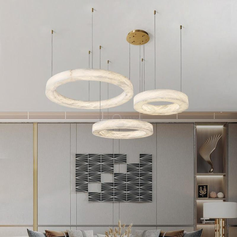 Modern Alabaster Ring Chandelier