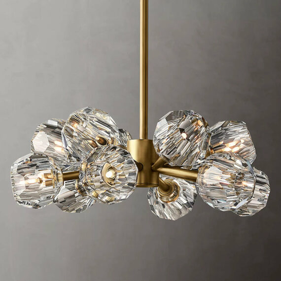 Boule De Cristal Glass Round Chandelier 24″, 12-Lights