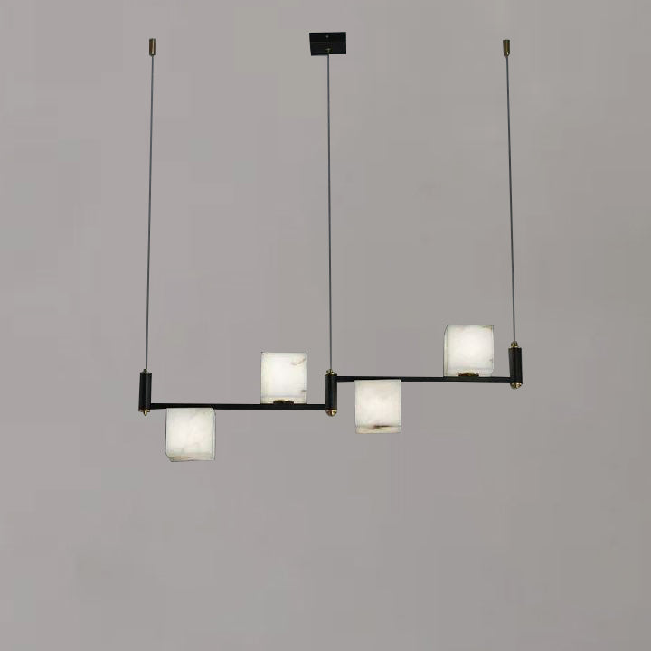 Modern Alabaster Cubic Island Chandelier