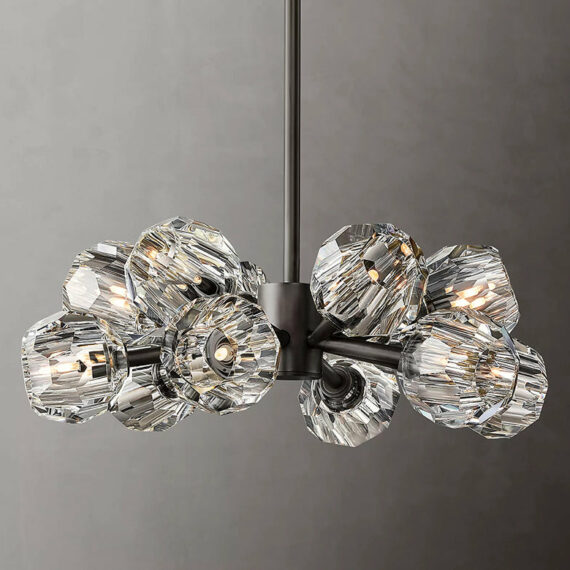 Boule De Cristal Glass Round Chandelier 24″, 12-Lights