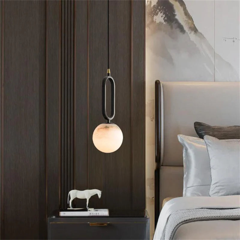 Modern Alabaster Sphere Pendant Light