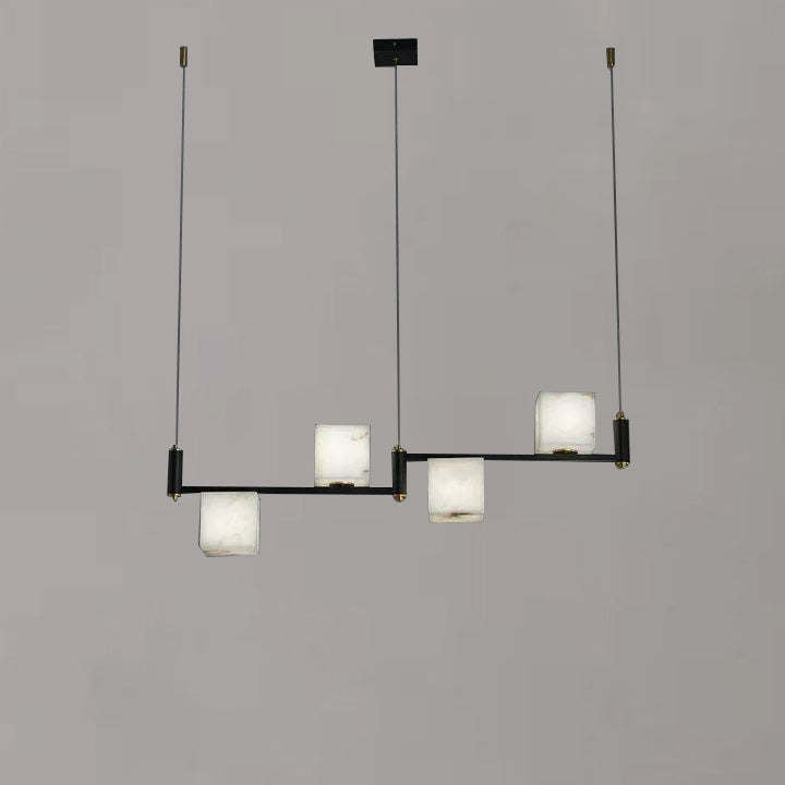 Modern Alabaster Cubic Island Chandelier