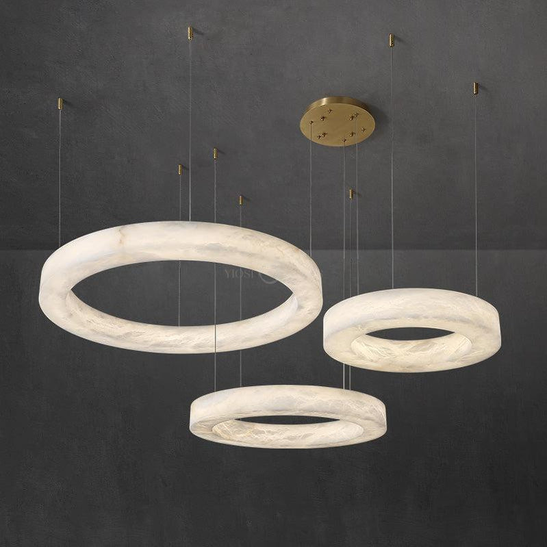 Modern Alabaster Ring Chandelier