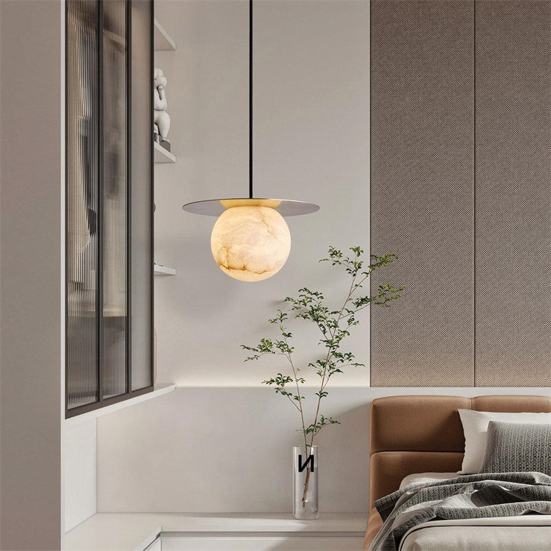 Boris Spanish Modern Alabaster Bedside Pendant Light