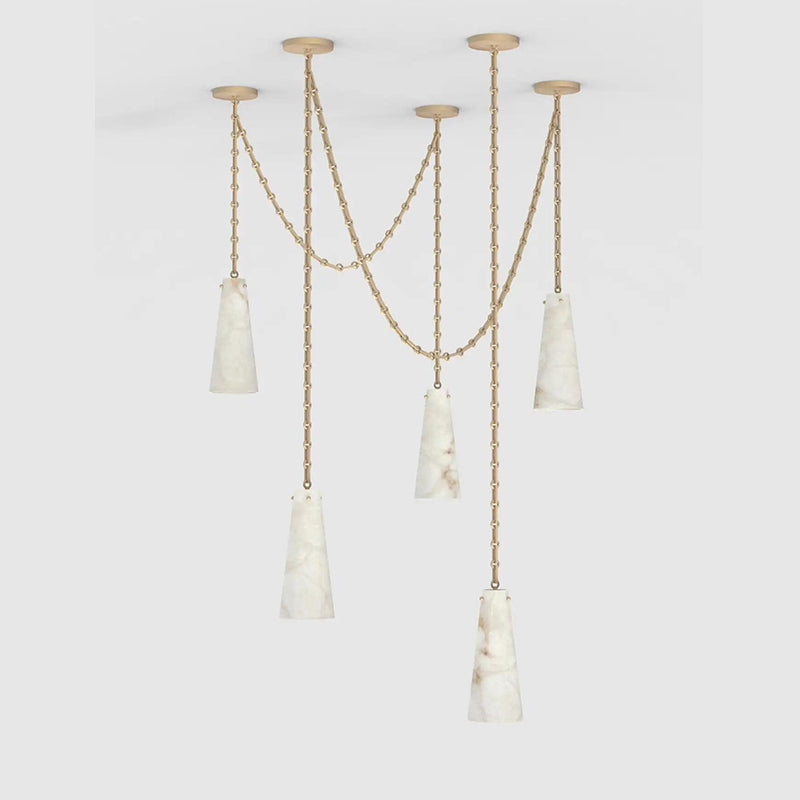 5-Light Lucca Vintage Alabaster Pendant Cluster