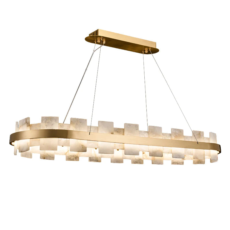 Modern Oval Alabaster Chandelier For Living Room