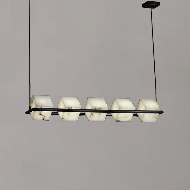 Modern Alabaster Cubic Island Chandelier