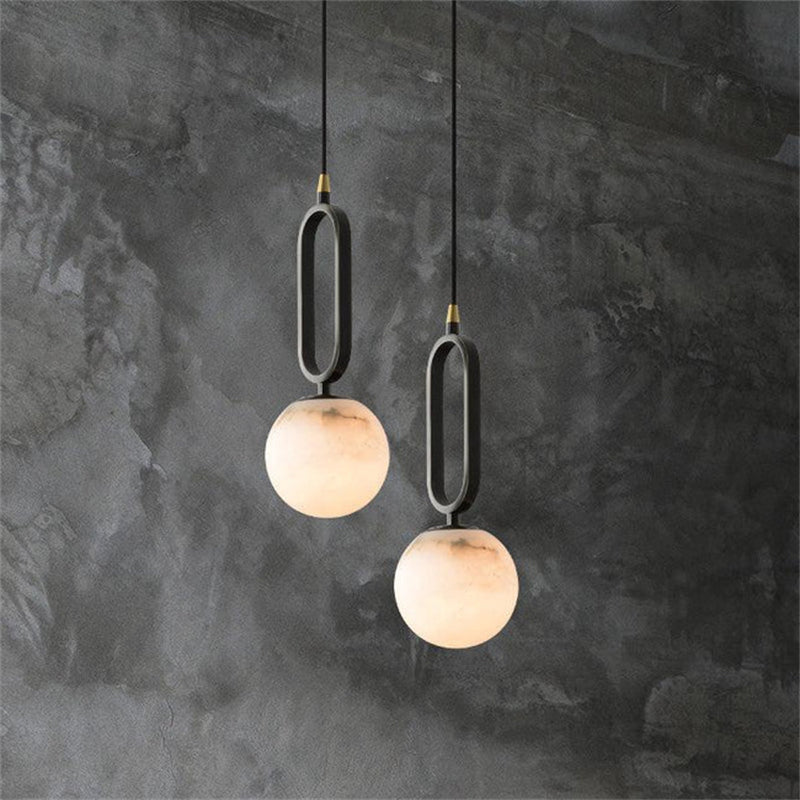 Modern Alabaster Sphere Pendant Light