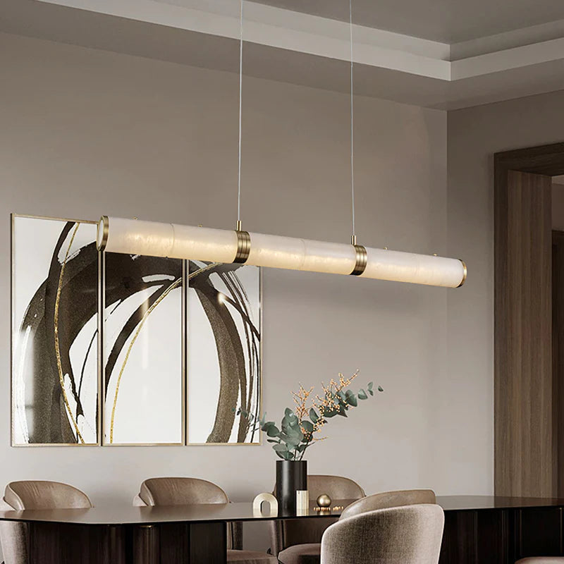 Alden Modern Linear Alabaster Chandelier For Kitchen Island