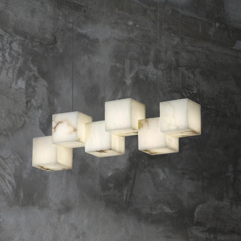 Modern Alabaster Cubic Island Chandelier