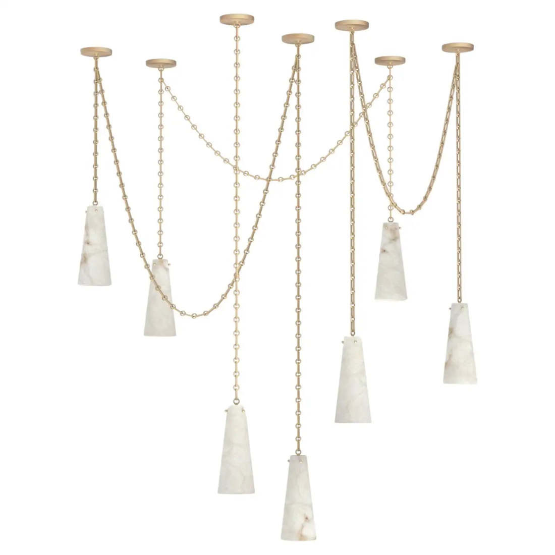 7 lights Vintage Alabaster Chandelier