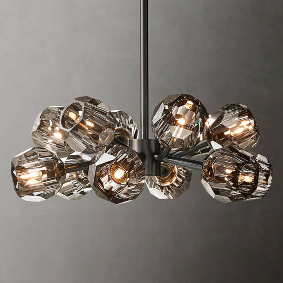 Boule De Cristal Glass Round Chandelier 24″, 12-Lights