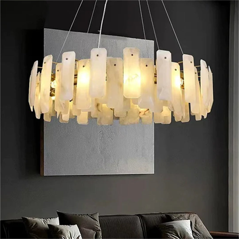 Modern Noah Alabaster Round Chandelier