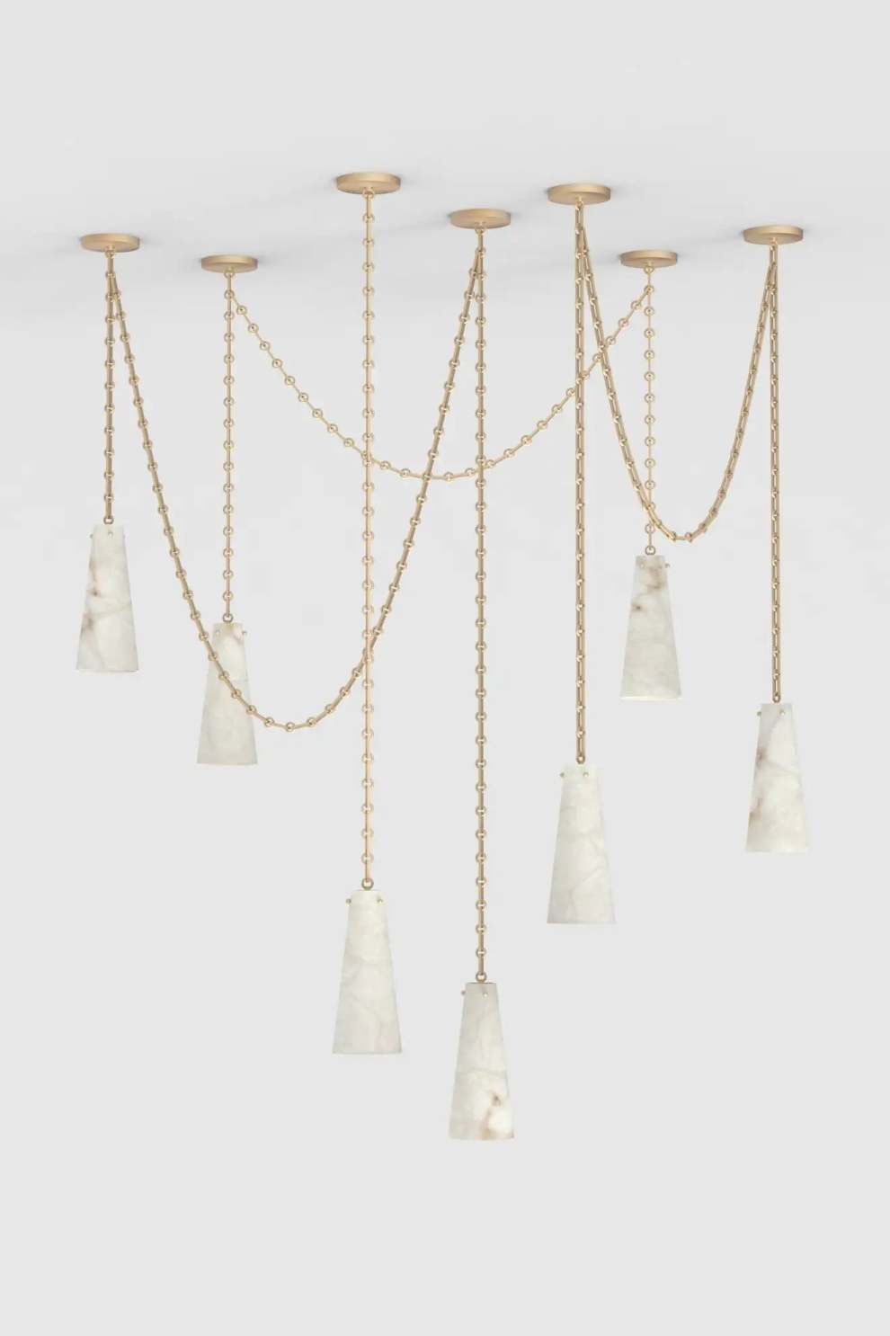 7 lights Vintage Alabaster Chandelier