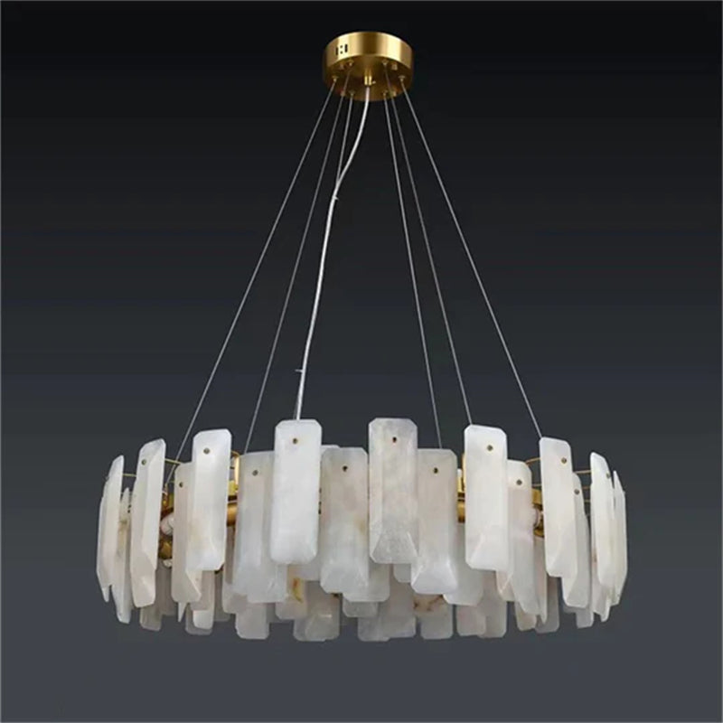 Modern Noah Alabaster Round Chandelier