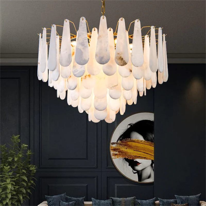 Luxury Suellen Alabaster Foyer Chandelier