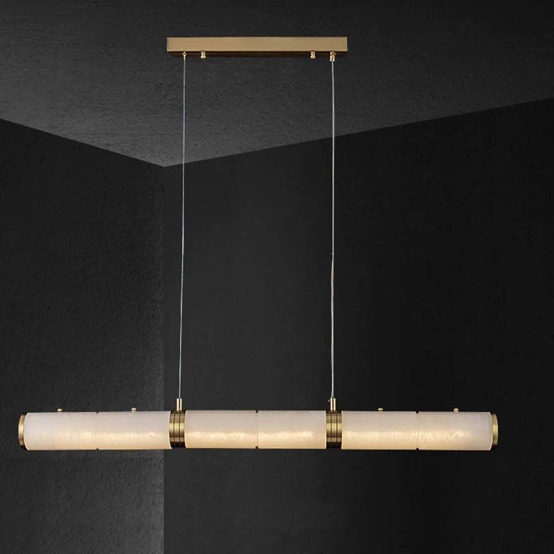 Alden Modern Linear Alabaster Chandelier For Kitchen Island