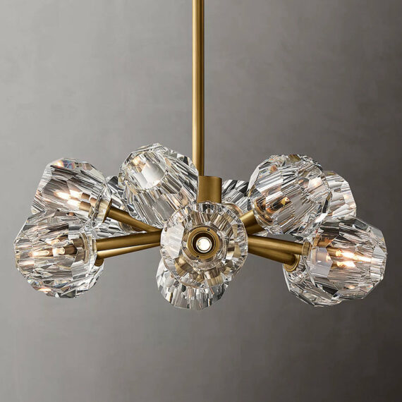 Boule De Cristal Glass Round Chandelier 24″, 12-Lights