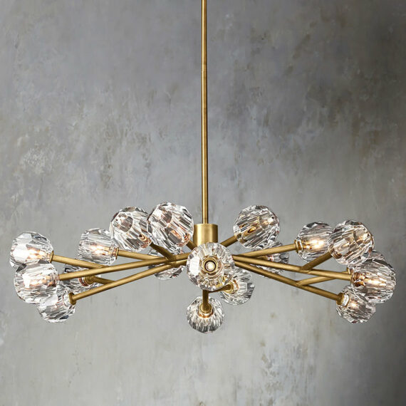 Boule De Cristal Glass Round Chandelier 48″, 18-Lights