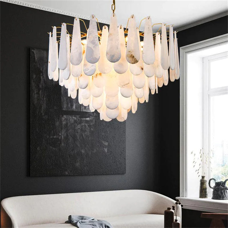 Luxury Suellen Alabaster Foyer Chandelier