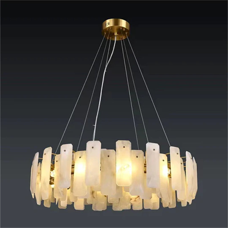 Modern Noah Alabaster Round Chandelier