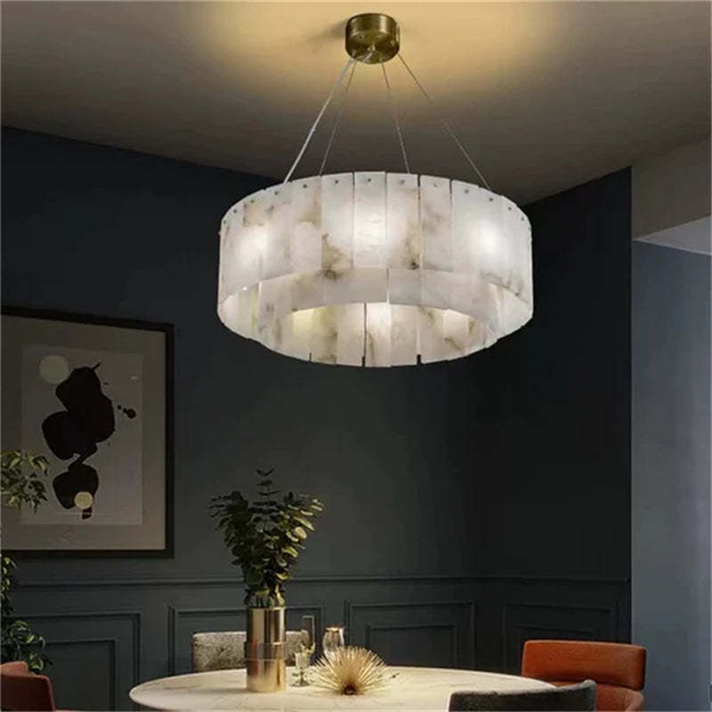 Mancy Modern Alabaster Round Chandelier