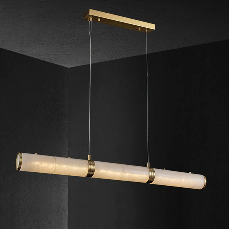 Alden Modern Linear Alabaster Chandelier For Kitchen Island