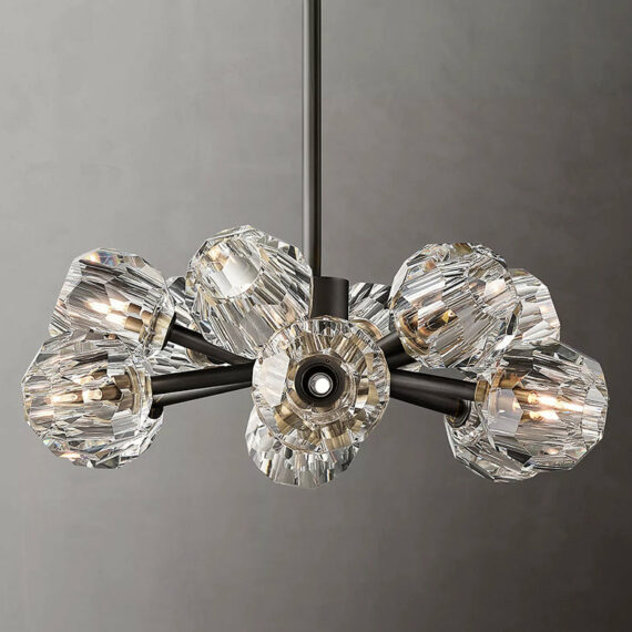 Boule De Cristal Glass Round Chandelier 24″, 12-Lights