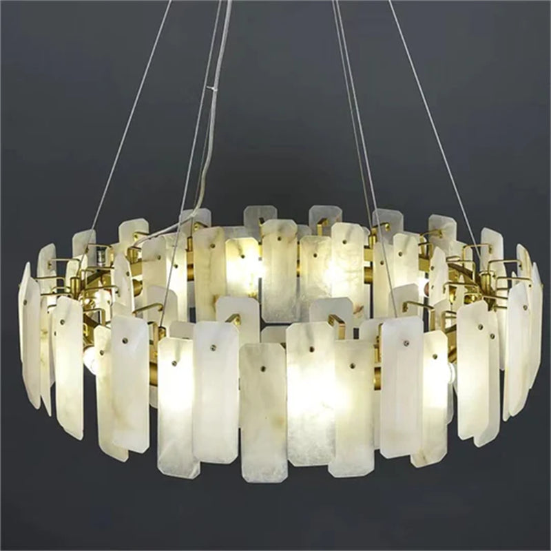 Modern Noah Alabaster Round Chandelier