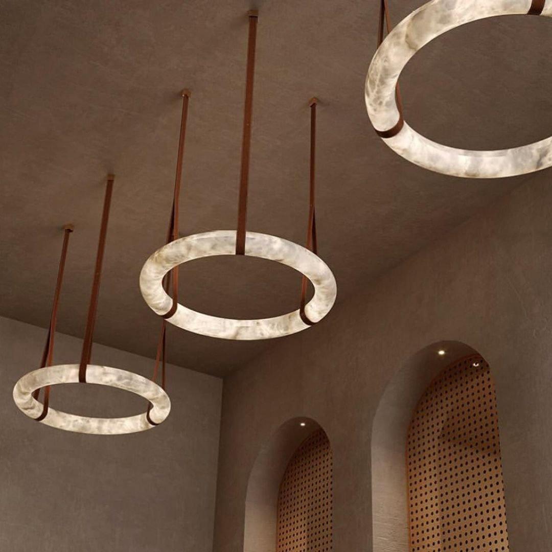 Halo Ring Pendant Alabaster Chandelier