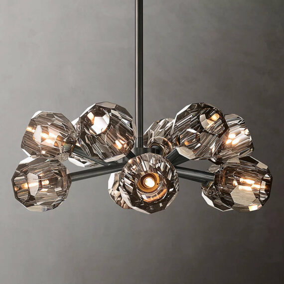 Boule De Cristal Glass Round Chandelier 24″, 12-Lights