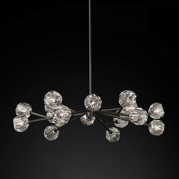 Boule De Cristal Glass Round Chandelier 48″, 18-Lights