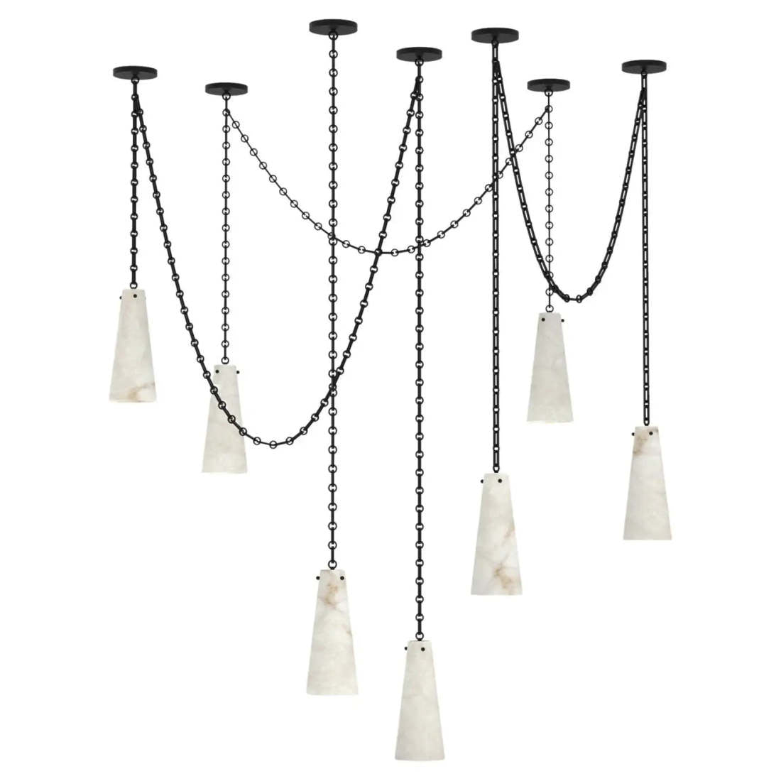 7 lights Vintage Alabaster Chandelier