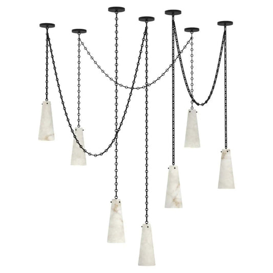 7 lights Vintage Alabaster Chandelier