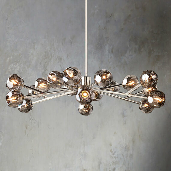 Boule De Cristal Glass Round Chandelier 48″, 18-Lights