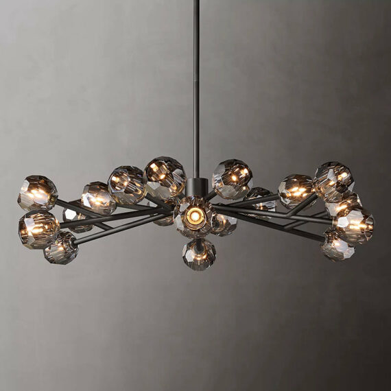 Boule De Cristal Glass Round Chandelier 48″, 18-Lights