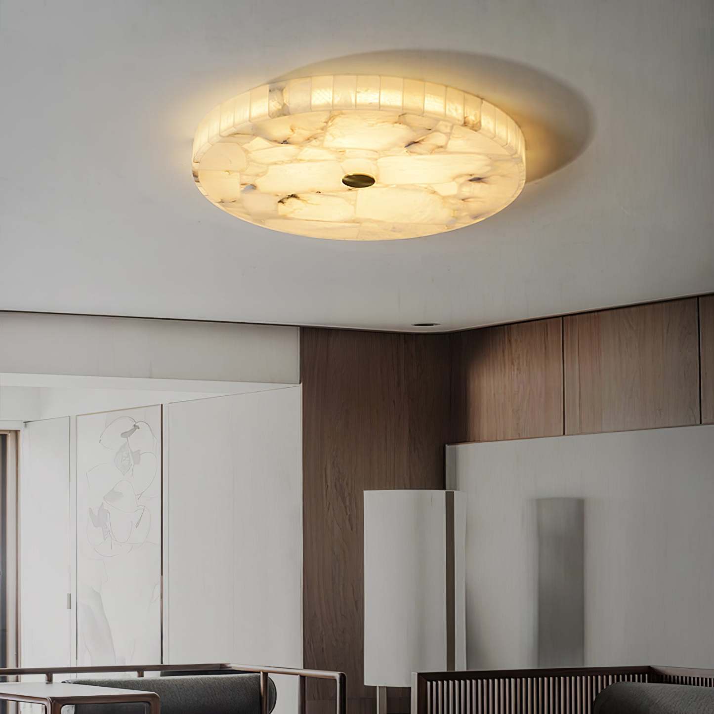 Round Alabaster Ceiling Lamp