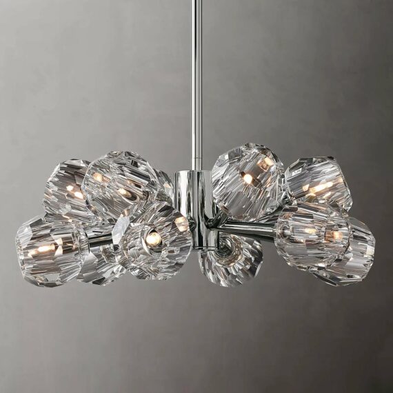 Boule De Cristal Glass Round Chandelier 24″, 12-Lights