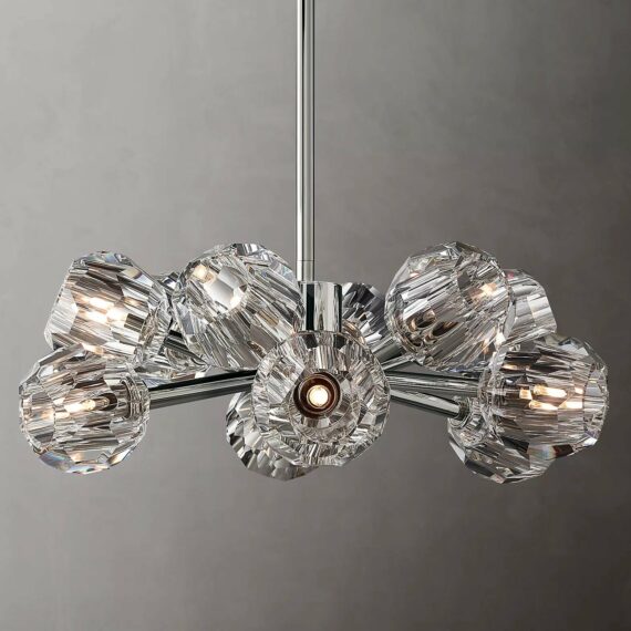 Boule De Cristal Glass Round Chandelier 24″, 12-Lights