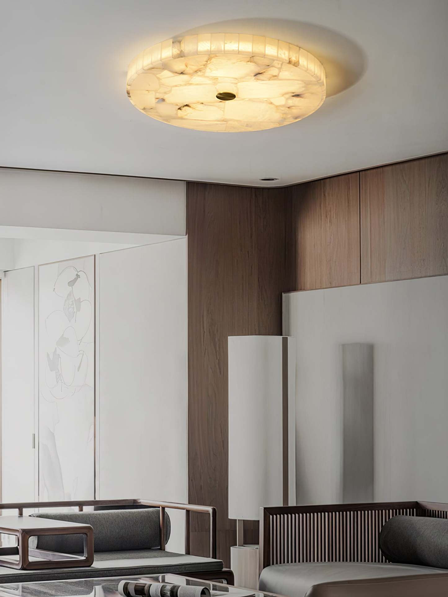 Round Alabaster Ceiling Lamp