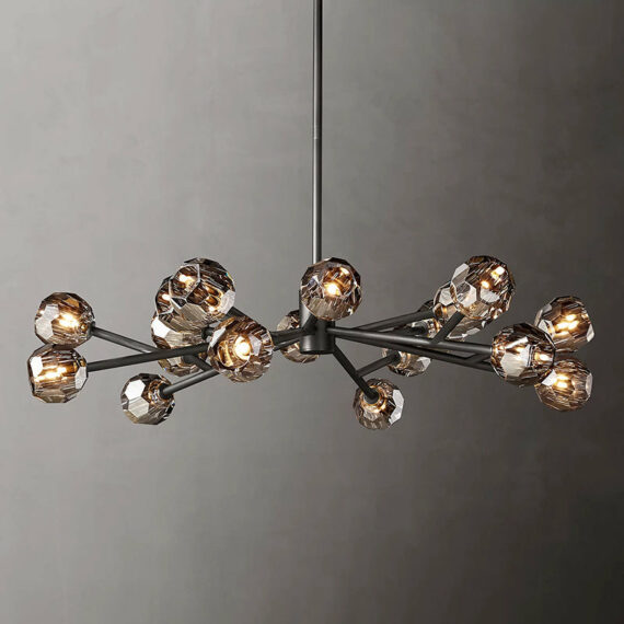 Boule De Cristal Glass Round Chandelier 48″, 18-Lights